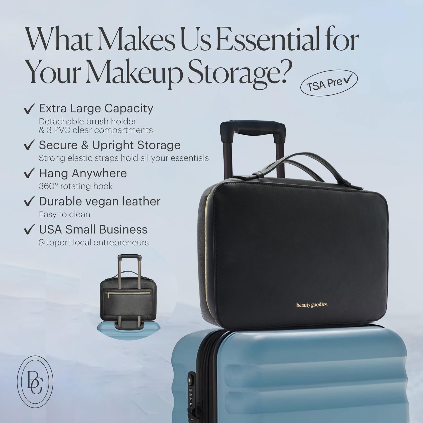 Hanging Travel Toiletry Bag For Traveling Men and Women, Holds Makeup, Toiletries, Shaving Kits, Medicine Bag, Folds and can be Packed Easily With Hanging Hook, Perfect for the Frequent Traveler