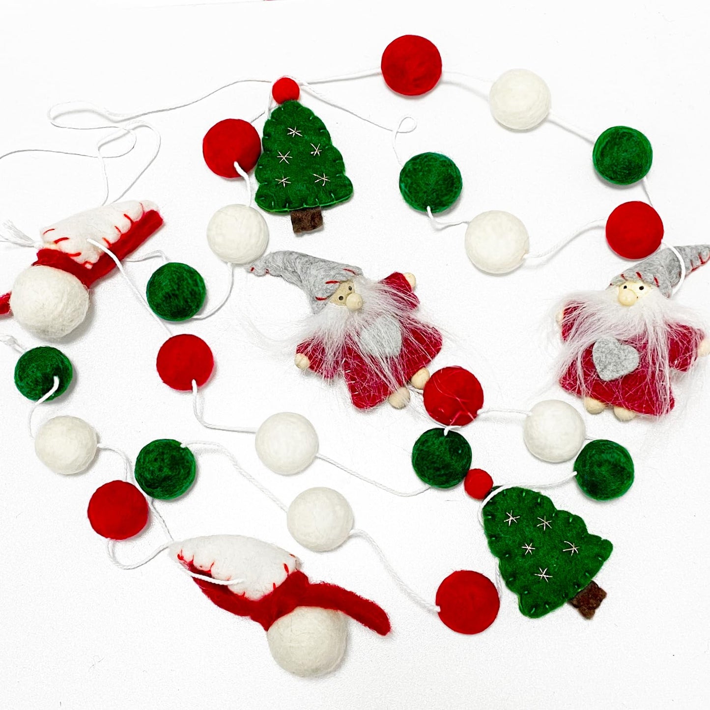 Christmas Felt Ball Garland Wool Felt Snowman Xmas Tree Santa Claus Banner Pom Pom Garland Bunting Holiday Party Decorations Clearance for Home Fireplace Windows Indoor Outdoor Christmas Decor- 6.56Ft