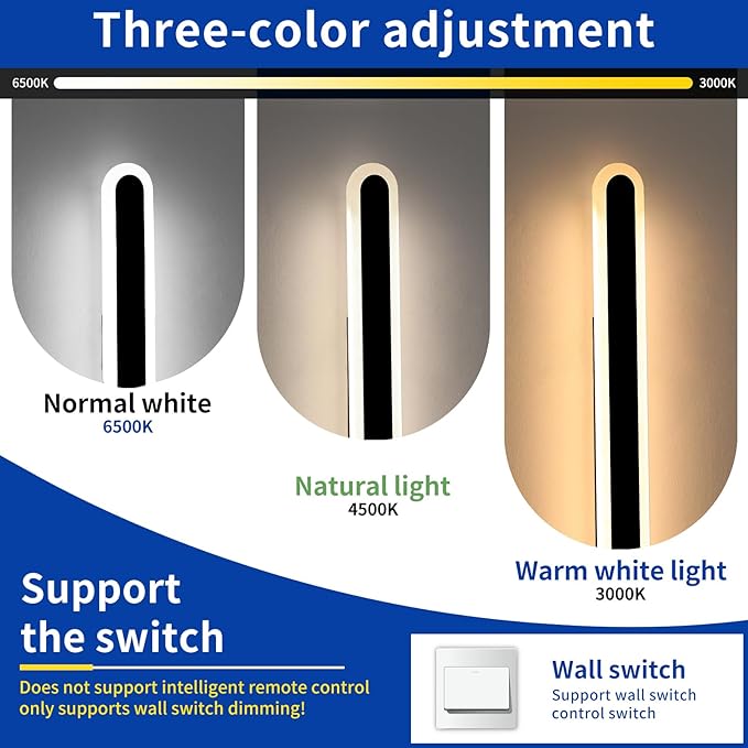 2 Pack 47.2inch Long Outdoor Wall Sconce, Oval Modern Exterior Light Fixture, IP65 Waterproof, 3 Color 3000K/4500K/6000K, LED Strip Wall Mount Lighting for Patio, Garden, Garage, Backyard