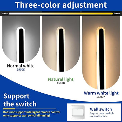 2 Pack 31.4inch Modern Exterior Wall Lights, 3 CCT 3000K/4500K/6000K, Long Oval Outdoor Wall Mount Sconces, 31W, IP65 Waterproof Minimalist Strip Led Lighting for House, Porch, Garage, Garden