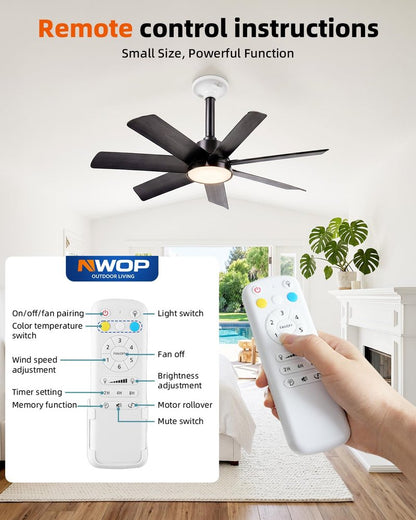 Remote Control for NWOP Ceiling Fans, ONLY Compatible with Our Store's Ceiling Fans, 6 Wind Speeds, Timer, Light & Temperature Control