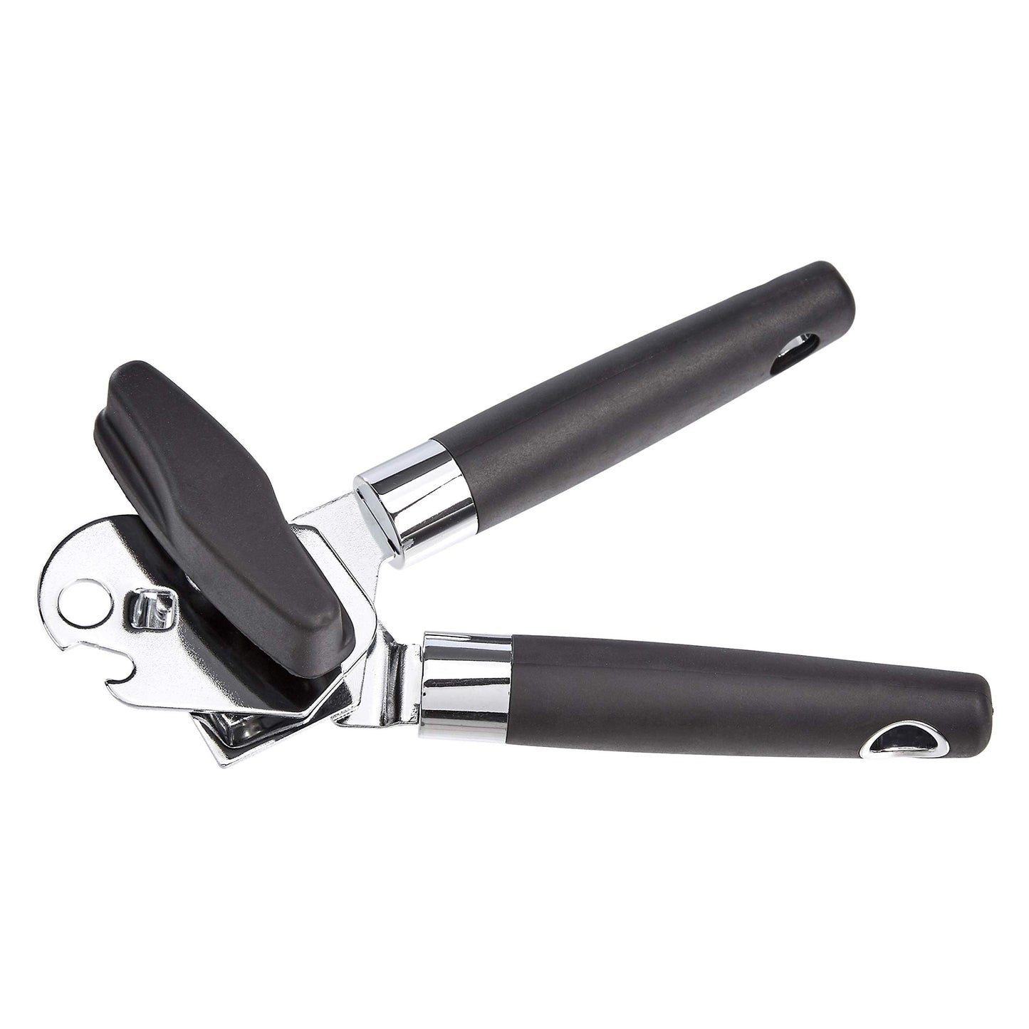 Amazon Basics Multi-function Manual Can Opener and Bottle Opener, 22 cm, Black Soft Grip Dual Handle