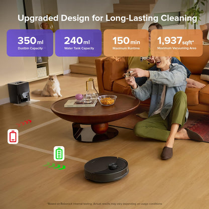roborock Q7 L5 Robot Vacuum and Mop Combo, 8,000Pa Suction, Upgraded from Q5 Pro, Dual Anti-Tangle System, LiDAR Navigation, Multi-Level Mapping, Self-Charging Robotic Vacuum Cleaner, Black