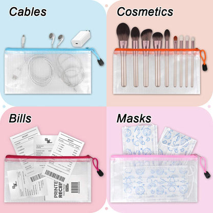 Umriox Pencil Pouches, 9.2 x 4.7 in (12 Colors, 36 Packs), Clear Pencil Pouch Bulk, Pencil Bags with Zipper for Bill Stationary Cosmetics Travel Storage