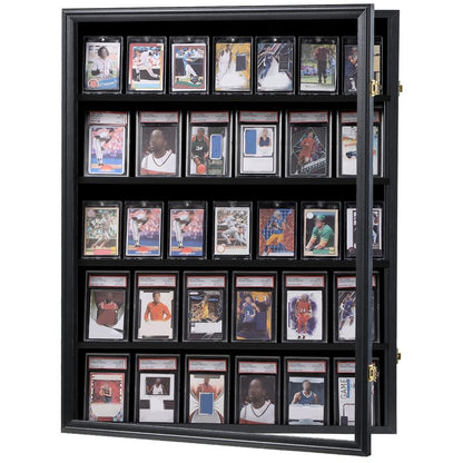 KCRasan 3 Pack 35 Graded Sports Card Display Frame -Baseball Card Display Case Lockable - Trading Card Collector Wall Display Holder for Basketball Football Cards, UV Protection Acrylic