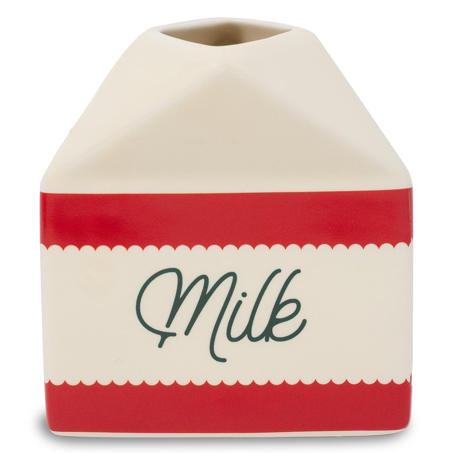 Steel Mill & Co Ceramic Milk & Cookies for Santa Set, 2-Piece Christmas Eve Tray & Milk Jug Gift Box Design, Holiday Tableware Set for Festive Christmas Décor (Bow)