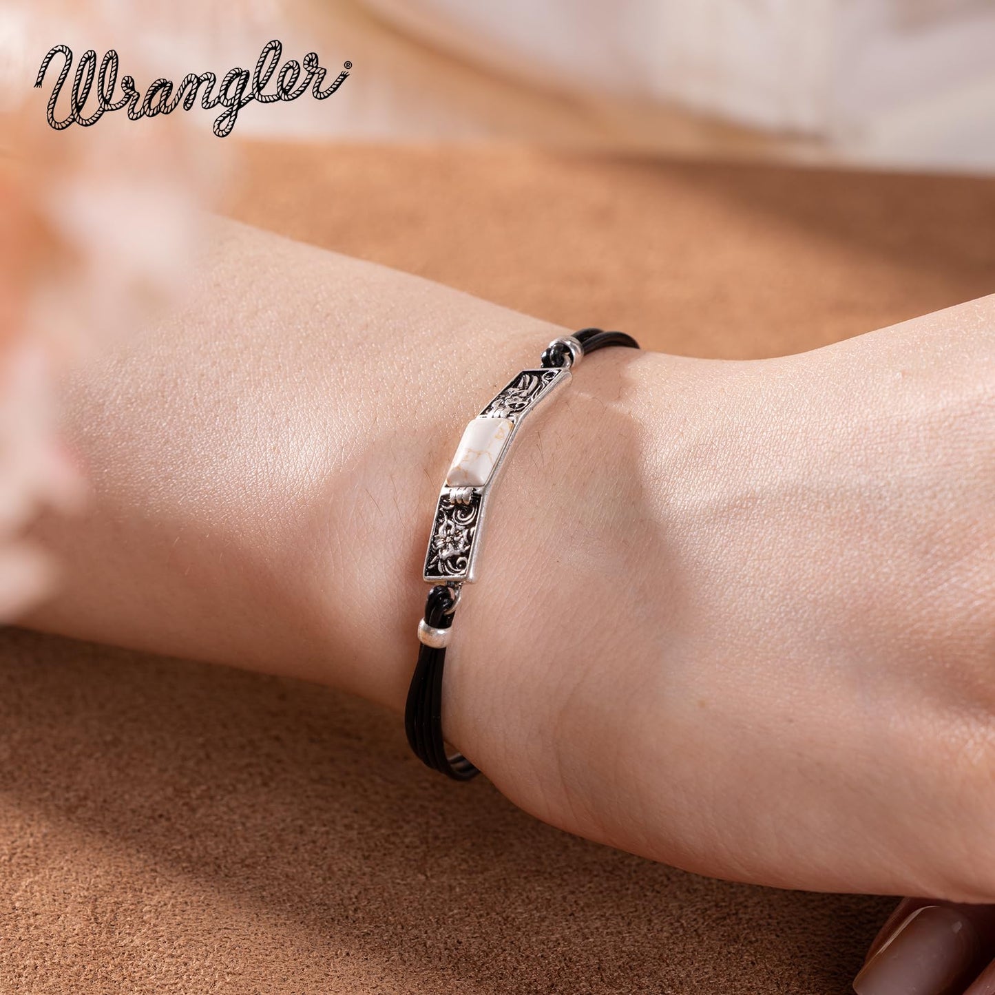 Montana West x Wrangler Faux Leather Wrap Bracelets for Women Western Country Bohemian Cowgirl Turquoise Dainty Jewelry AR-WGW-1119S-BG