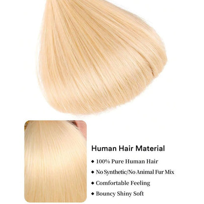 613 Bundles Human Hair Extensions 100g/Bundle 613 Color Real Human Hair Extensions For Women Light Blonde Color Human Hair Bundles 2-3set Can Be Full Head (Straight Hair, 18 Inch)