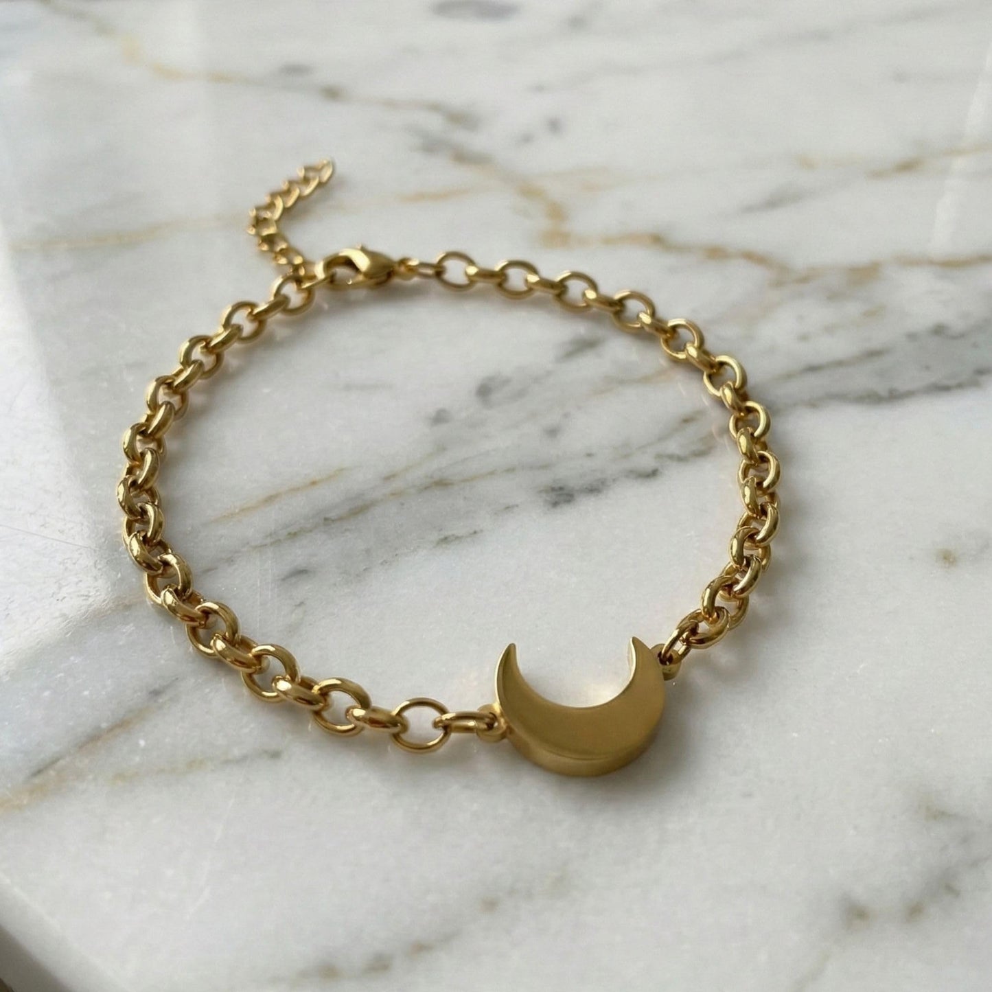 Studio Rockwood Gold Moon Bracelet for Daughter - I Love You Gift Box with Card - Hypoallergenic Stainless Steel - Birthday, Graduation, Valentine's Day, Mother's Day, Minimalist