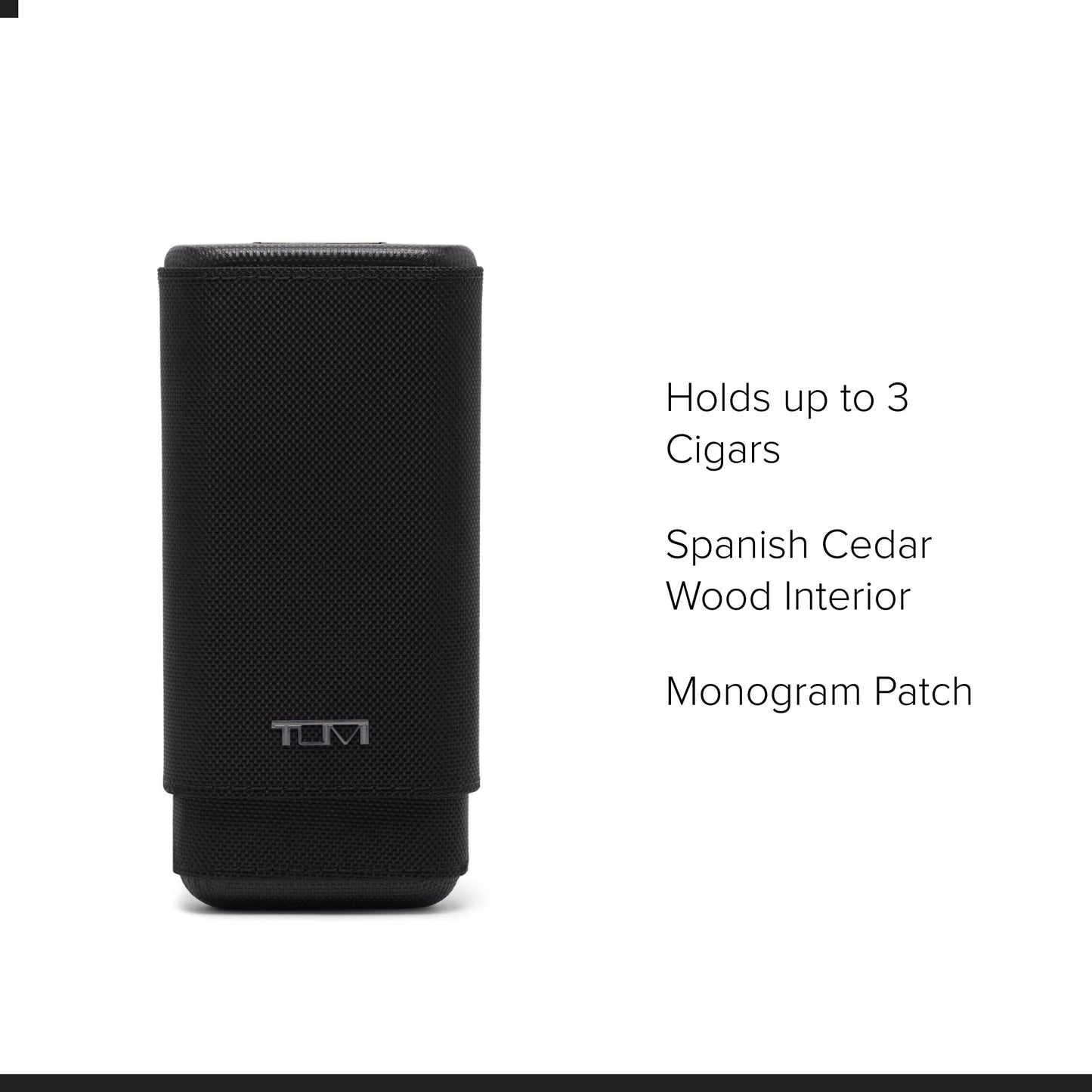 TUMI - Travel Accessories Cigar Case - Keep up to 3 Cigars Fresh - Spanish Cedarwood Interior - Black