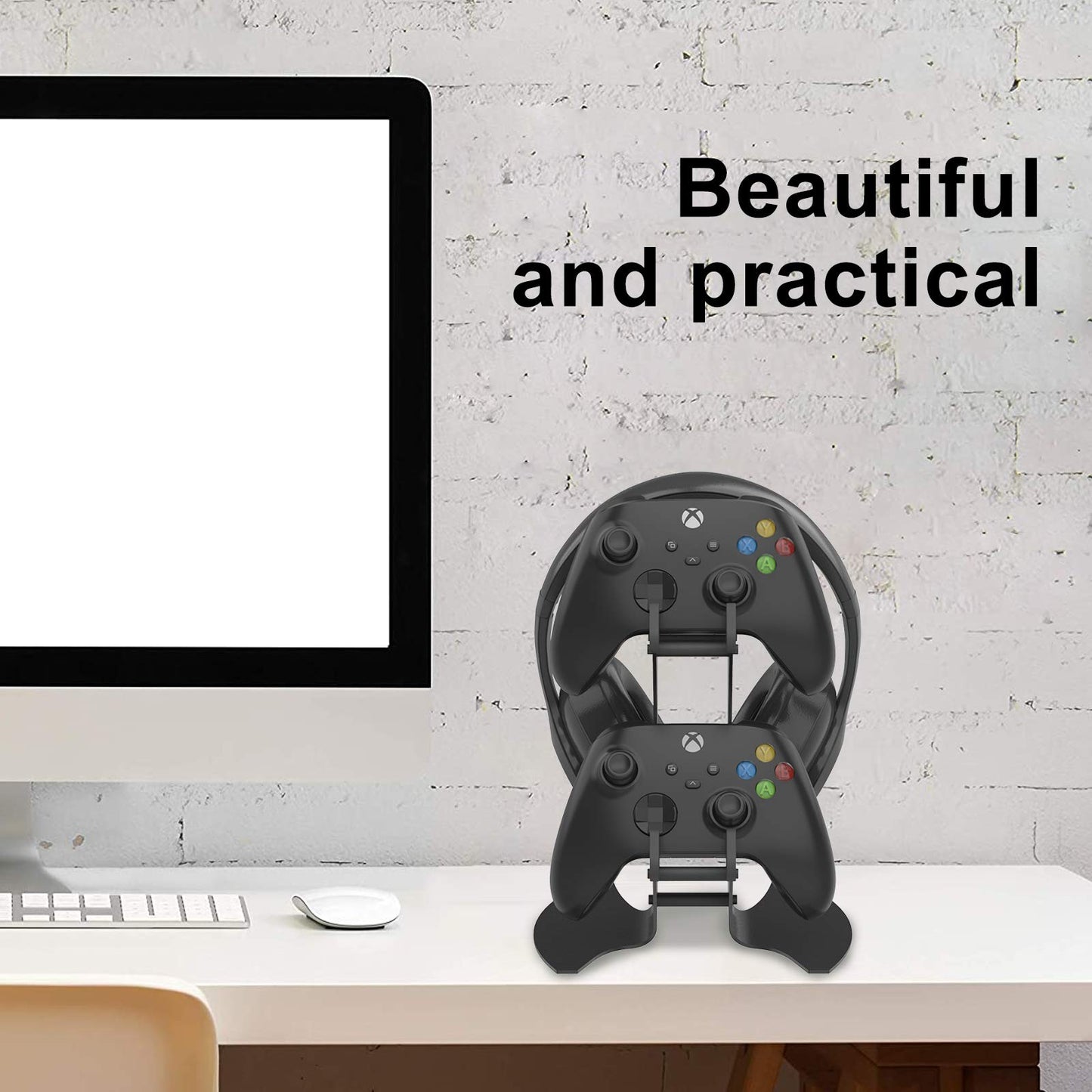 Controller Holder, Game Controller Rack Headset Stand for Xbox Series X S/Xbox one / PS5 / PS4 / NS/PC/Headset, Aluminum Metal Mount Universal Organizer for Video Game Accessories