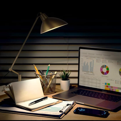 Desk Lamp Modern Industrial 100% Metal Table Lamp 22", Soft White Light (3000K) with Adjustable Switch, Ideal for Office Bedroom Study Room Living Room Nightstand Bedside Lamps Brass