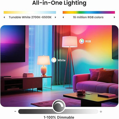 TREATLIFE Smart Light Bulbs 4 Pack, UL Certified 2.4GHz Color Changing Light Bulb, Works with Alexa Google Home, A19 E26 Dimmable LED Light Bulb 9W 800 Lumen for Party Decoration, Smart Home Lighting