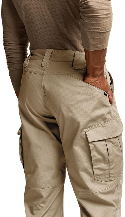CQR Men's Tactical Pants, Water Resistant Ripstop Cargo Pants, Lightweight EDC Work Hiking Pants, Outdoor Apparel, Raider Mag Pocket Khaki, 36W x 34L