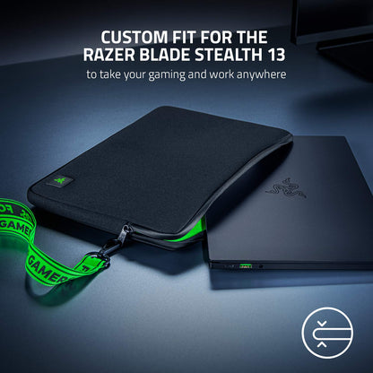 Razer 13" Neoprene Laptop Sleeve: Scratch & Water-Resistant - Padded Interior Lining - Snag-Free Velcro - Flip-Out Mouse Mat - Classic Black
