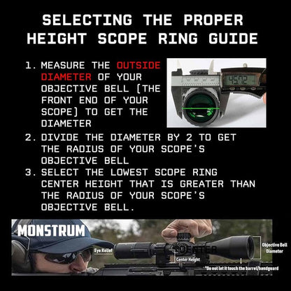 Monstrum Precision Picatinny Scope Rings - 1 Inch Diameter for Secure Mounting