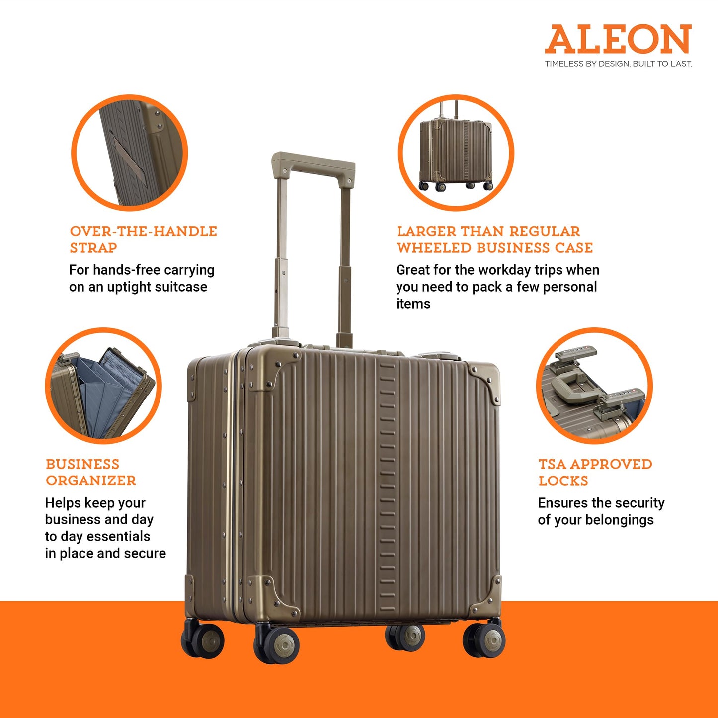 All Aluminum Lightweight 17" Deluxe Rolling Laptop Catalog Case for Men and Women | Vertical Opening Carry-On Bag with TSA Locks & Aircraft-Grade Aluminum Frame - Optimal Travel Companion (Champagne)