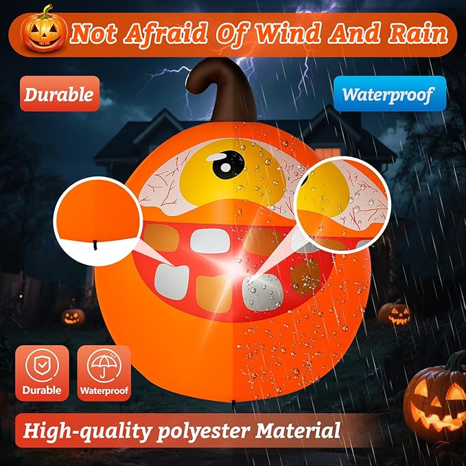 Halloween Inflatables Pumpkin Decorations Outdoor - 4 FT Inflatable Pumpkins for Yard Blow up Cute Blow up with LED Build-in for Garden Lawn Indoor Party Decor