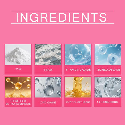 Lyjinbc Mineral Sunscreen Setting Powder, SPF 50 Transparent Brush Powder, Long-Lasting,Lightweight Breathable, Oil Control Natural Matte, Suitable for Face, Scalp & Hair