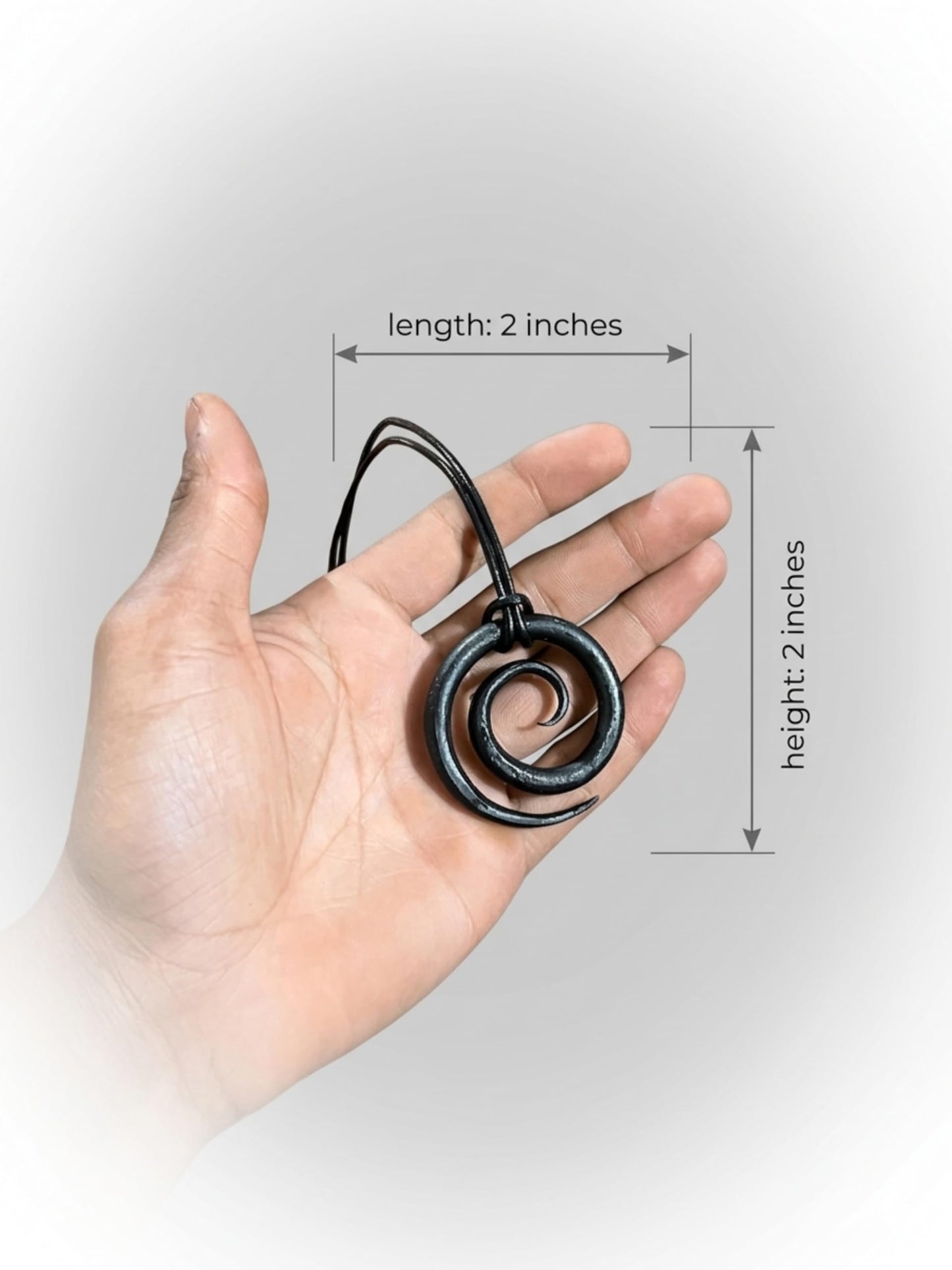 THEREALREYAZ Hand Forged Wrought Iron Celtic Spiral Necklace with Pure Leather Rope | Handmade Rustic Iron Pendant | Adjustable Cord | Unique Artisan Jewelry Gift for Men & Women