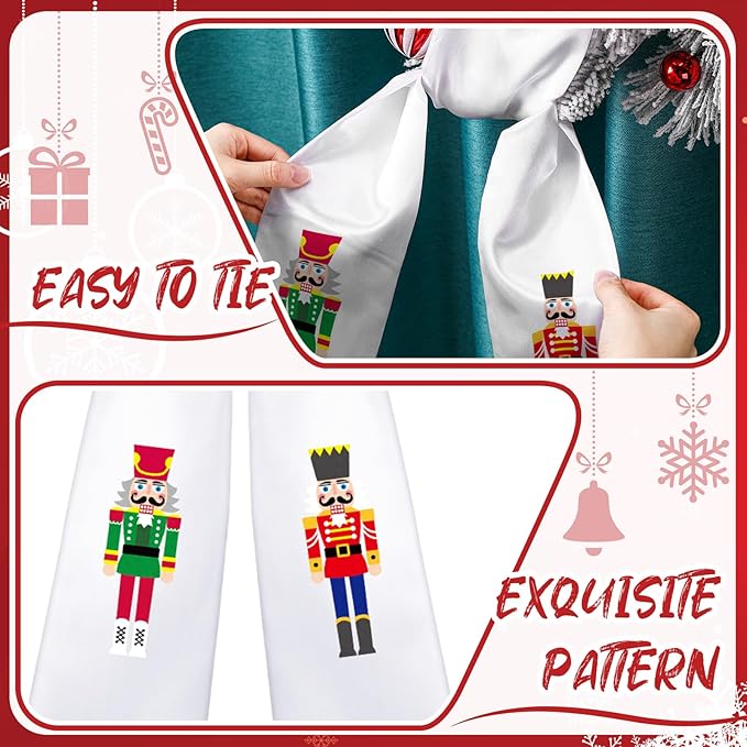 Wreath Sash for Front Door Wreath Satin Sash Blank Sashes Embroidery Monogram Yard Doorway Indoor Outdoor Wall Ribbon Bow Home Decor(Red, White,Nutcracker)