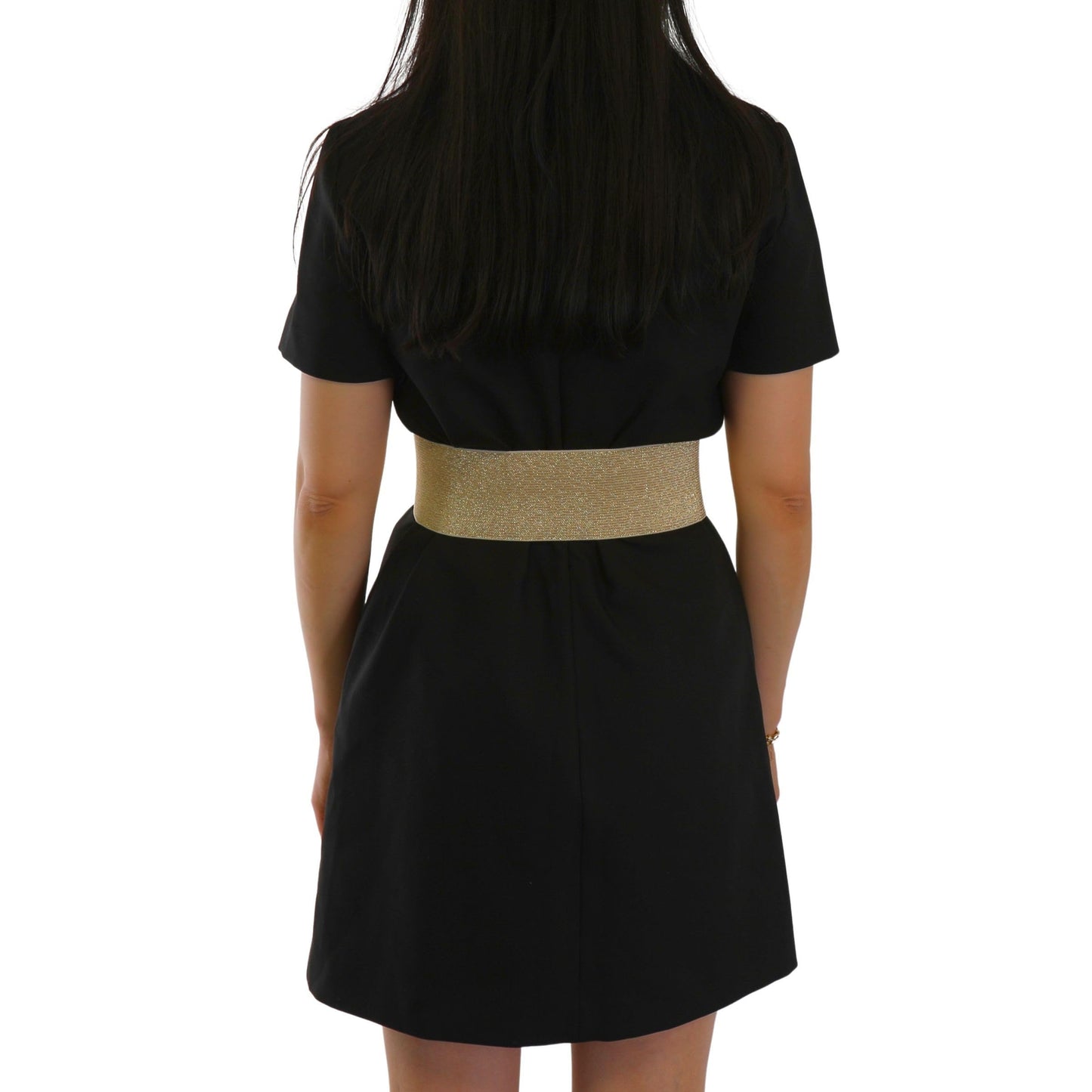 FASHIONGEN - Cowhide leather elastic belt for women, DARLENE - Golden, X-Large/waist size 34 to 36