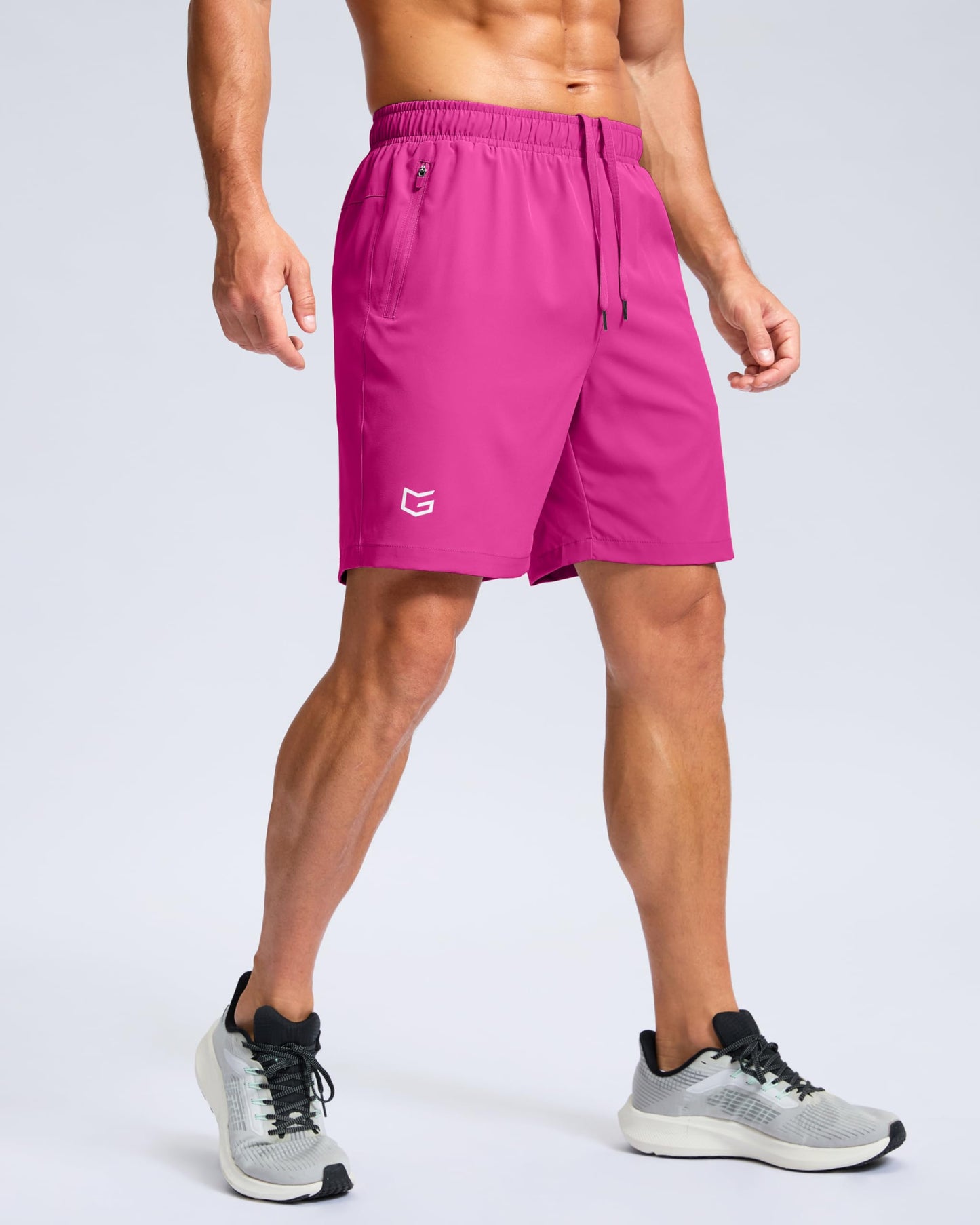 G Gradual Men's Athletic Running Shorts with Zipper Pockets Quick Dry 7"/ 5"/ 9" Workout Gym Shorts for Basketball Hiking(Rose,7XL)