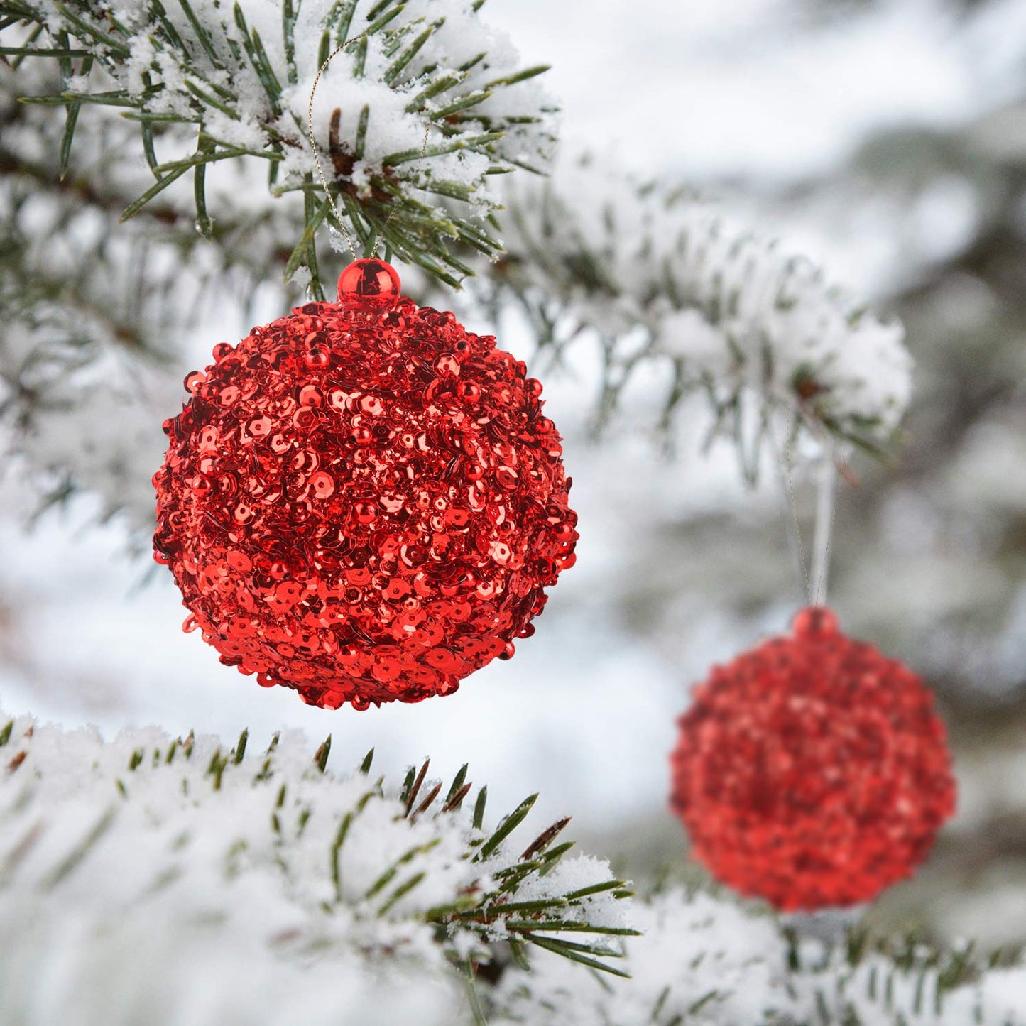 ZHANYIGY 4.25" Shatterproof Christmas Ball Ornaments, 4pc Red Set for Trees and Holiday Decor