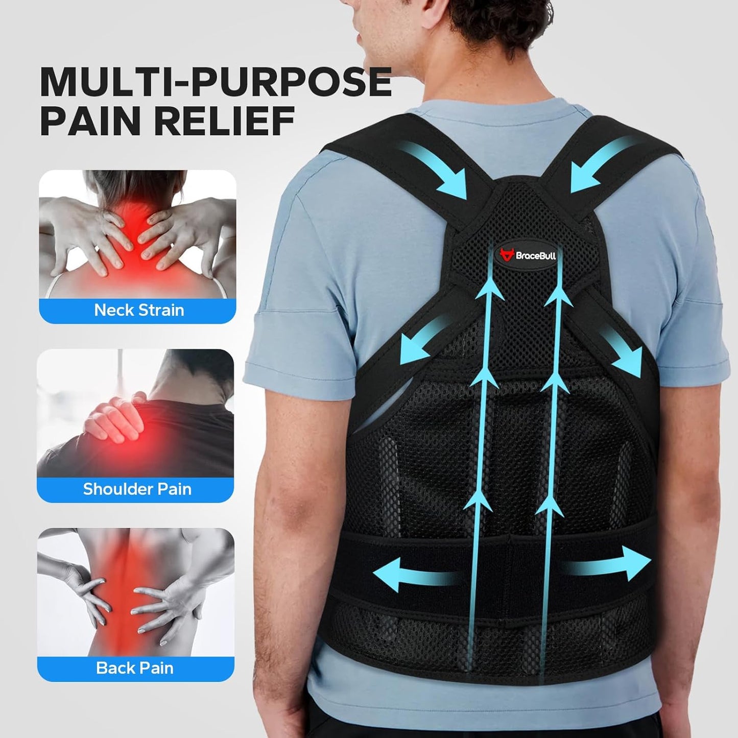 Posture Corrector for Men and Women, Upper Back Support Brace with Adjustable Shoulder Straps for Comfortable Posture Training – Invisible Under Clothing (Large 35.4-41.3‘’)