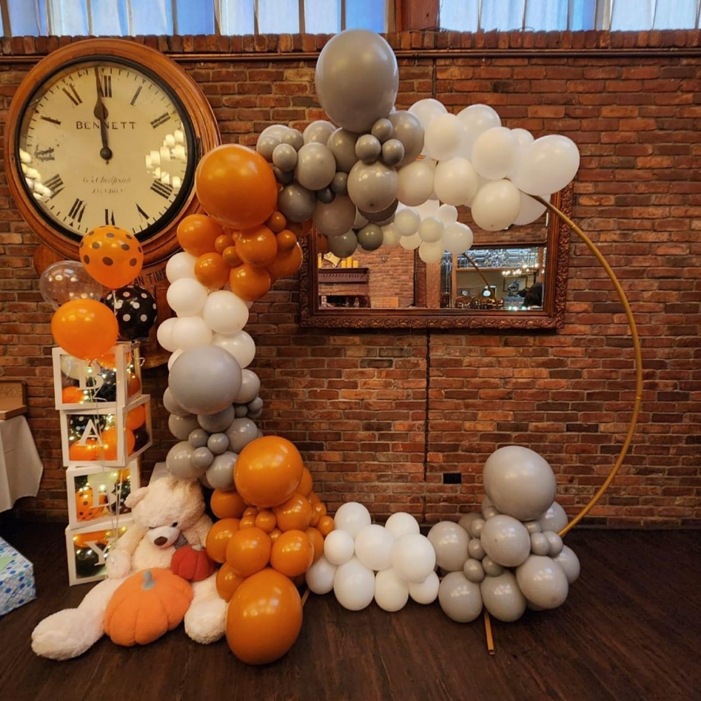 Fall Balloon Arch Kit, 108 Pcs Burnt Orange Balloons Garland Kit with Terracotta Ivory White Apricot Latex Balloon Metallic Gold for Kids Boho Baby Shower Birthday Wedding Celebration Party Decoration