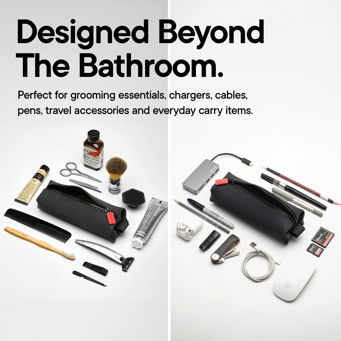 TOOLETRIES The Koby Dopp Kit, Premium Silicone Toiletry Bag for Men, Compact Leak-Resistant Travel Organizer with Heavy-Duty Zipper, Easy-to-Clean Grooming Bag – Mini 8.5" x 2.75" x 2", Charcoal