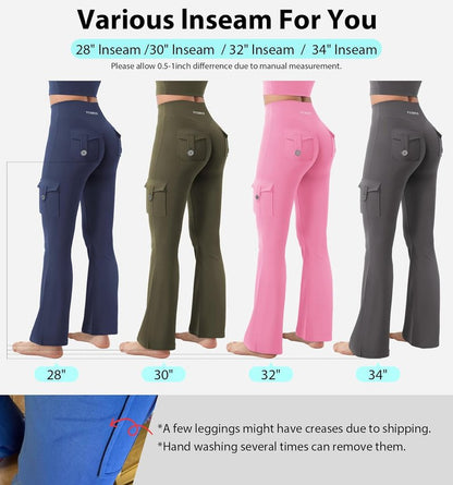 CoreFlex Women’s Workout Flare Leggings - High Waisted, Hidden Pockets, No Front Seam | Gym & Yoga Activewear