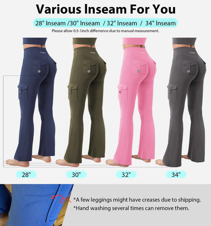 YEOREO CoreFlex Women Workout Flare Leggings with Pockets Scrunch Cargo Gym Yoga Leggings Navy XS