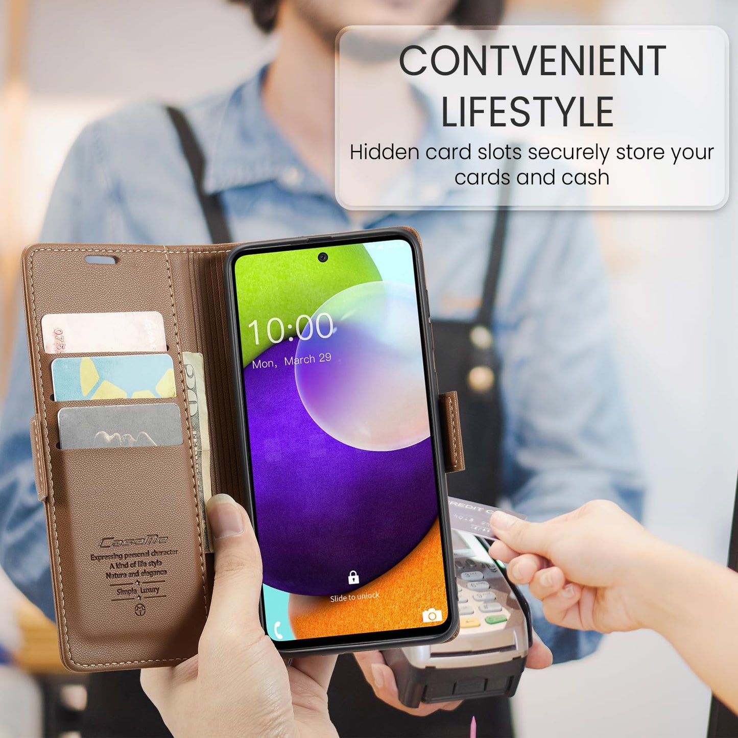 Rerzoiro for Samsung Galaxy A52 4G/5G Case, Premium PU Leather Wallet Case Flip Cover with [RFID Blocking][Card Holder][Stand Function] for Samsung Galaxy A52 (5G/4G)/A52s 5G, Brown