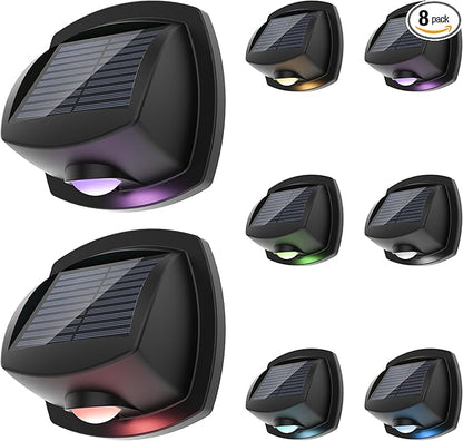 SOLPEX Solar Lights Outdoor Waterproof IP65, Solar Stair Lights Outdoor for Fence, Deck, Step, RGB Multicolor LED 11 Lighting Modes House Wall Light for Porch, Backyard, Fence, Garden Decor-8 Pack