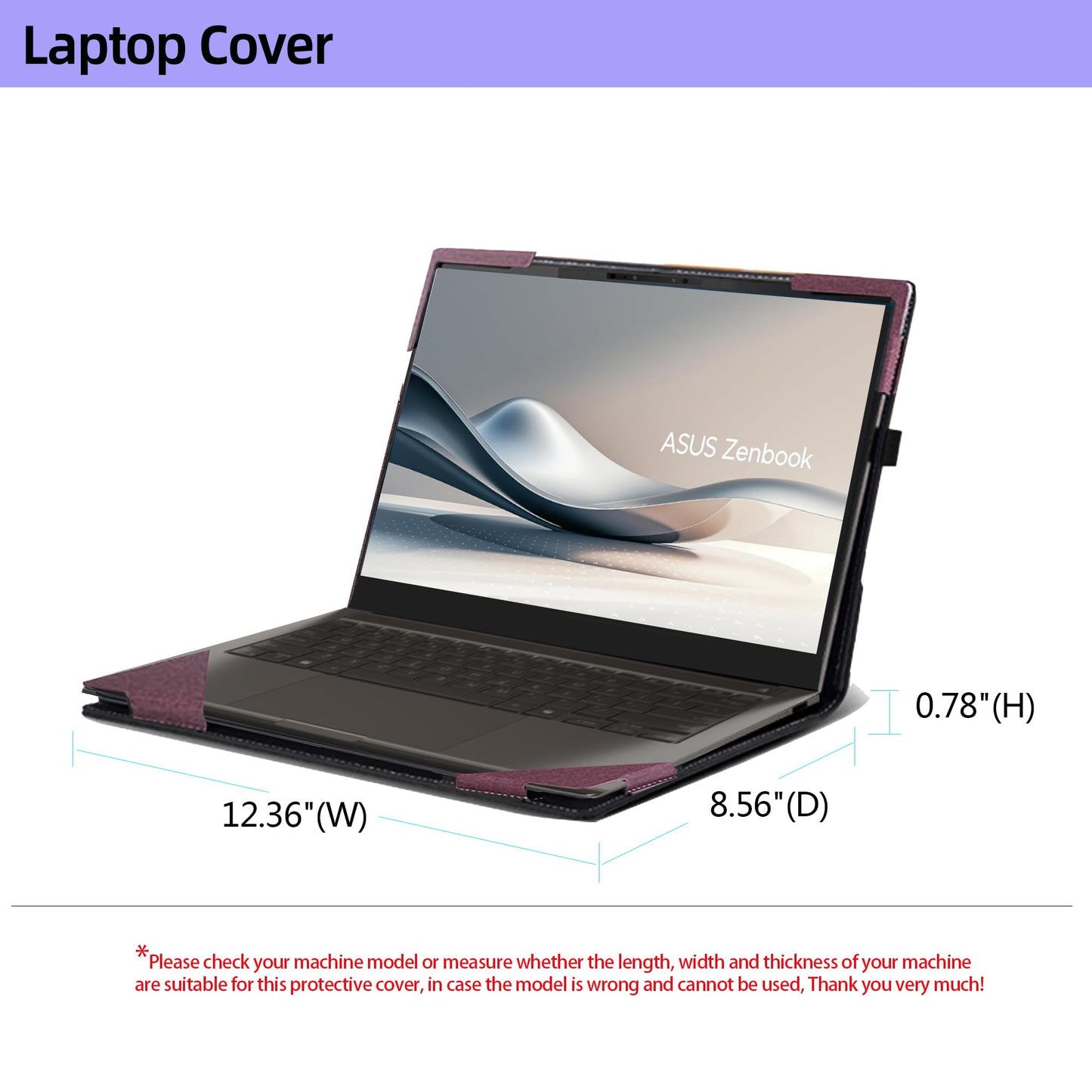 Laptop Case for ASUS Zenbook S 14 (UX5406 UX5406SA) | Zenbook A14 UX3407 UX3407QA UX3407RA14 PU Leather Protective Bag Detachable Shell (Wine red)