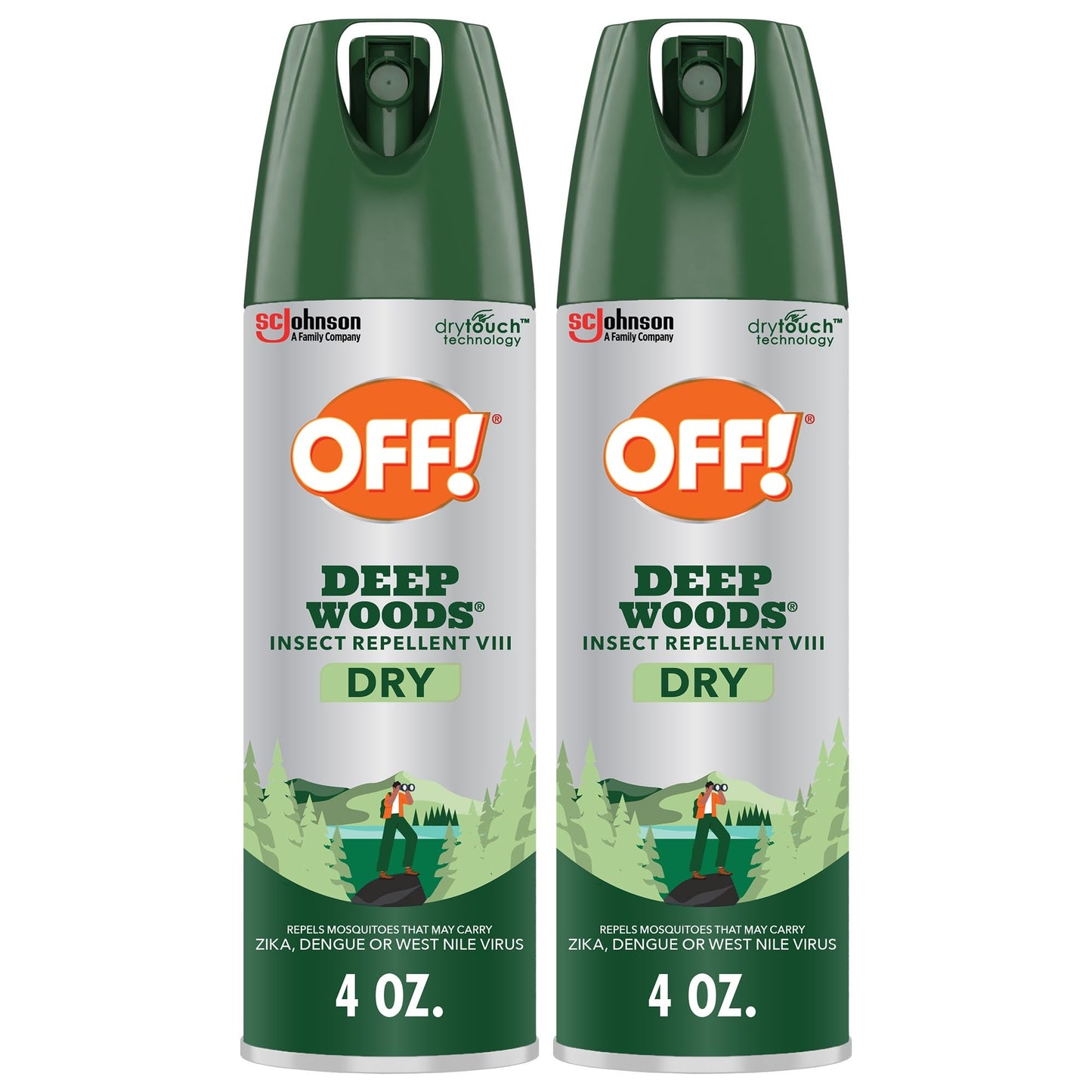 OFF! Deep Woods Dry Spray Insect Repellent VIII Long Lasting Protection from Mosquitoes and Ticks, 4 Ounce (Pack of 2)
