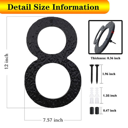 TripDock 12 Inch High House Numbers for Outside - Anti-Fading & Weather Resistant - Black Acrylic Building Home Address Numbers - Flush or Floating Mount/Number 8