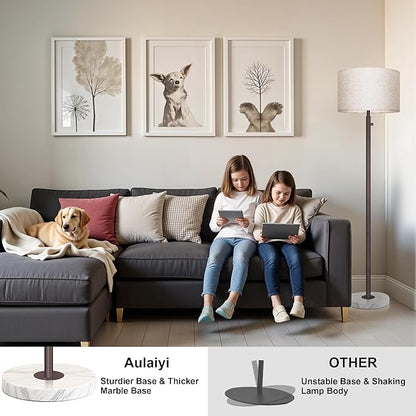 Floor Lamp for Living Room,Dimmable Floor Lamp,Modern Standing Lamp with Marble Base,Tall Standing Lamp for Bedroom, Reading,Office & Kids' Room,LED Bulb Included(Brown)