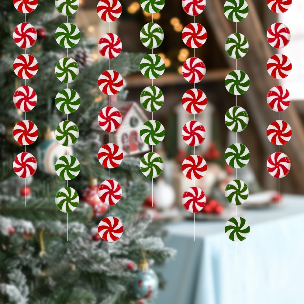 Candy Cane Hanging Peppermint Ornaments for Christmas Tree Decorations - 100 PCS Fake Plastic Candy Cane Ornaments in Red, Green, White