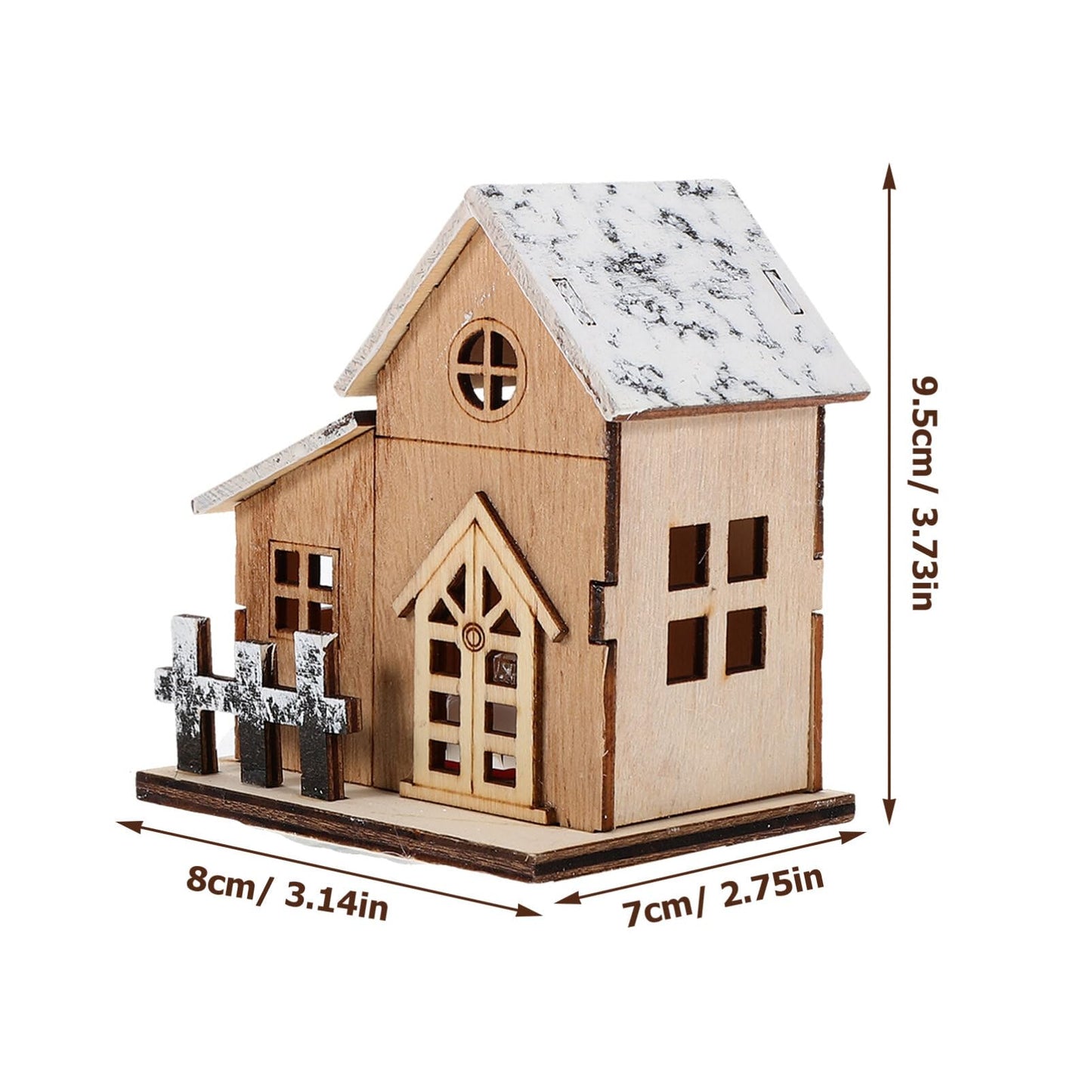 Beaupretty 2PCS Wooden Christmas Houses Luminous Gingerbread House Christmas Decor Tiny Ornaments for Indoor