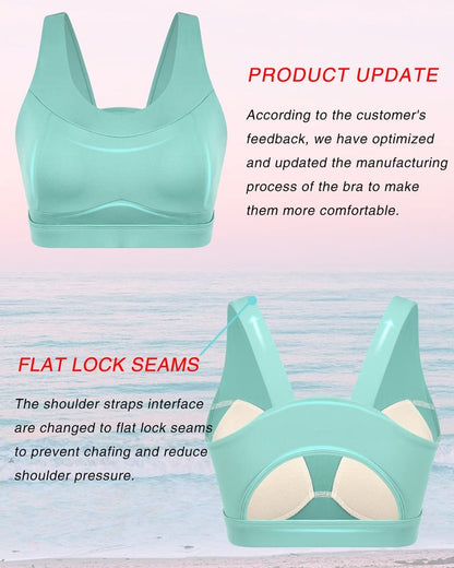 RUNNING GIRL High Impact Sports Bras for Women,Racerback Green Bra Workout Crop Tank Tops Longline Sports Bra Push up(WX2667 Green XXL)