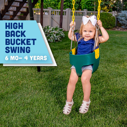Squirrel Products High Back Full Bucket Toddler Swing Seat, Green