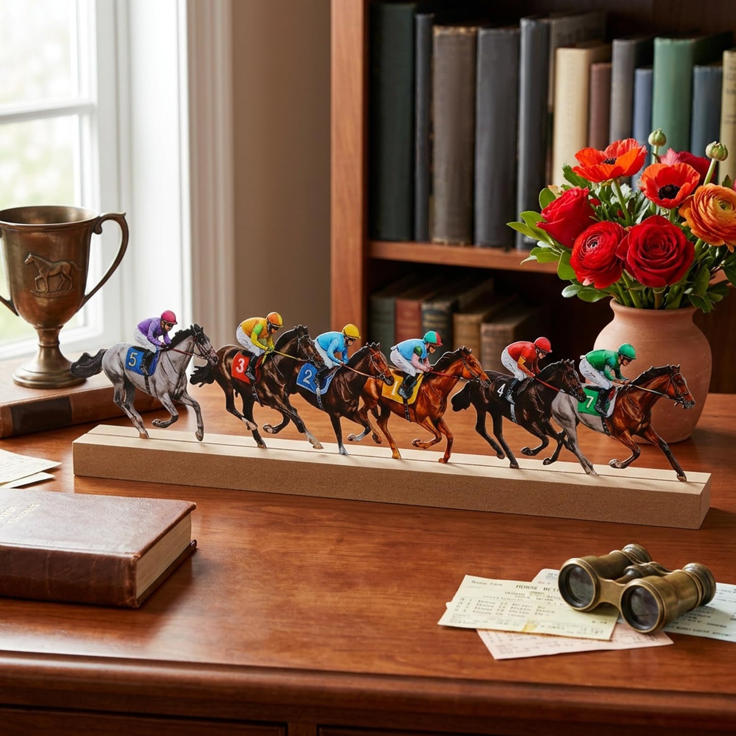 Yaocom Derby Party Decorations Metal Horse Racing Tabletop Sign Derby Birthday Decorations Horse Racing Table Centerpieces for Tiered Tray Office Home Shelf Mantel Indoor