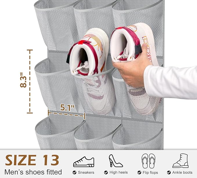 MISSLO 30 Large Pockets Dual Sided Hanging Shoe Organizer