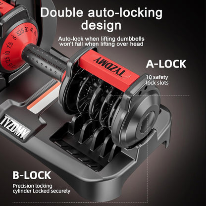 Adjustable Dumbbells Set of 2，Free Weights Dumbbells Set，Adjustable Dumbbell Set，52.5 lbs pair 105 lbs，15 in 1，for Men/Women Gym Equipment for Home Strength Training Equipment