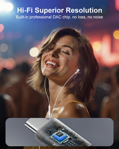 iPhone 17e 17 16 USB C Wired Headphones with Microphone, Noise Cancelling Earbuds USBC for iPhone 16e Pro Max 15 Plus, Samsung Galaxy Bud Ultra Apple Wired Ear Buds in-Ear Type C Plug Earphones Mic
