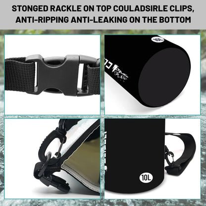 Cliduli Waterproof Dry Bag,Roll Top Black Small Waterproof Backpack 2L/5L/10L/20L/30L/40L Floating Lightweight Bags for Kayaking, Boating, Fishing, Swimming Camping with Waterproof Phone Case