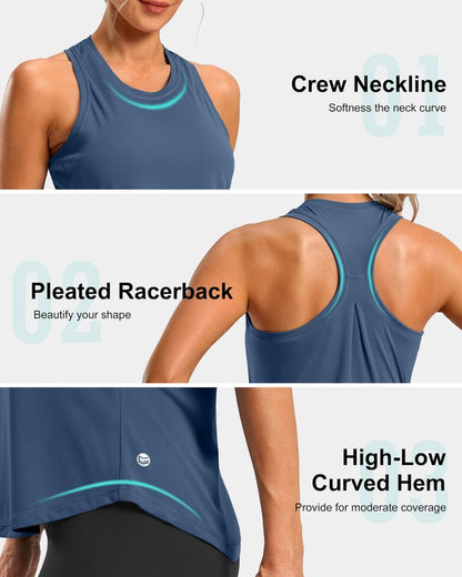 G Gradual Women's Workout Tank Tops Racerback Athletic Yoga Tops Loose Fit Sleeveless Running Gym Sports Shirts for Women(Navy,L)