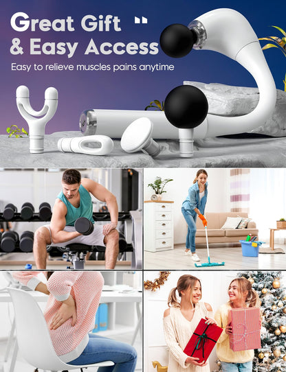FVZ Massage Gun with Upgraded Extension Handle, 10MM Massage Gun Deep Tissue, Back Massager, Muscles/Neck/Shoulders/Waist/Legs Massager Portable for Pain Relief, Gifts for Men